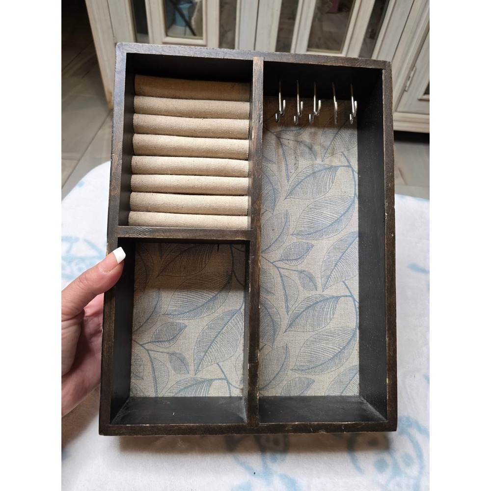 Umbra Studio Wood Jewelry Organizer Wall Mounted Ring Tray Necklace Hooks C3
